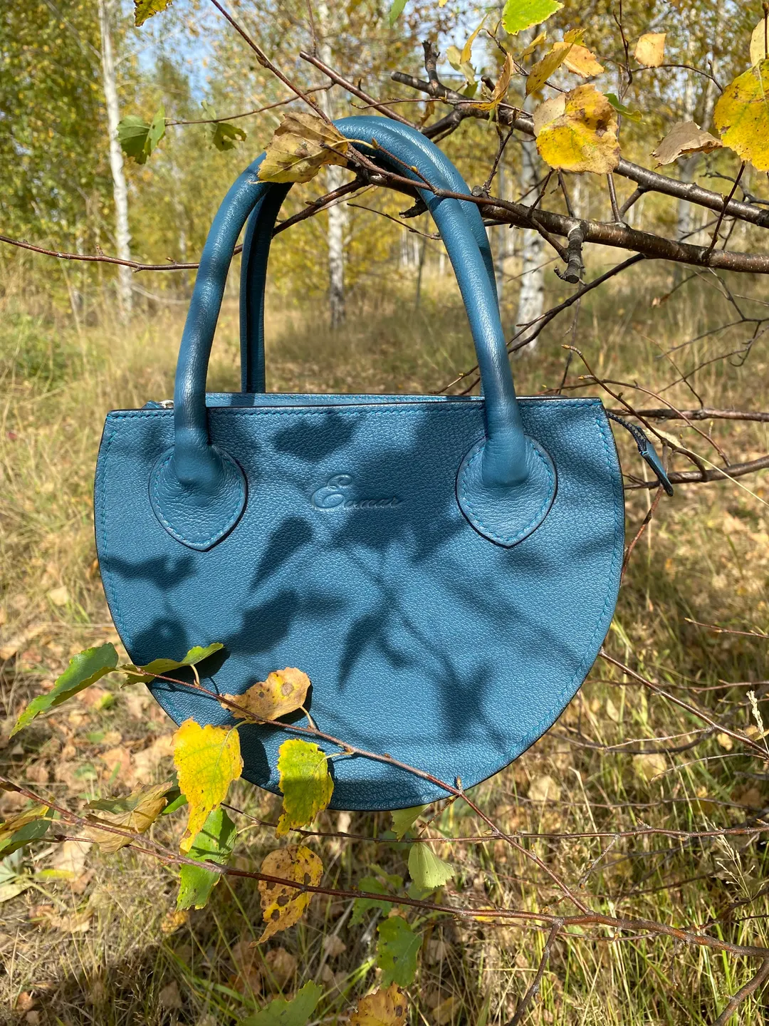 Women's Bag With Handles-A Bag With A Handle - Leather Women's Bag-Evening Bag-Blue Bag-Leather Hand Bag-A Gift For Your
