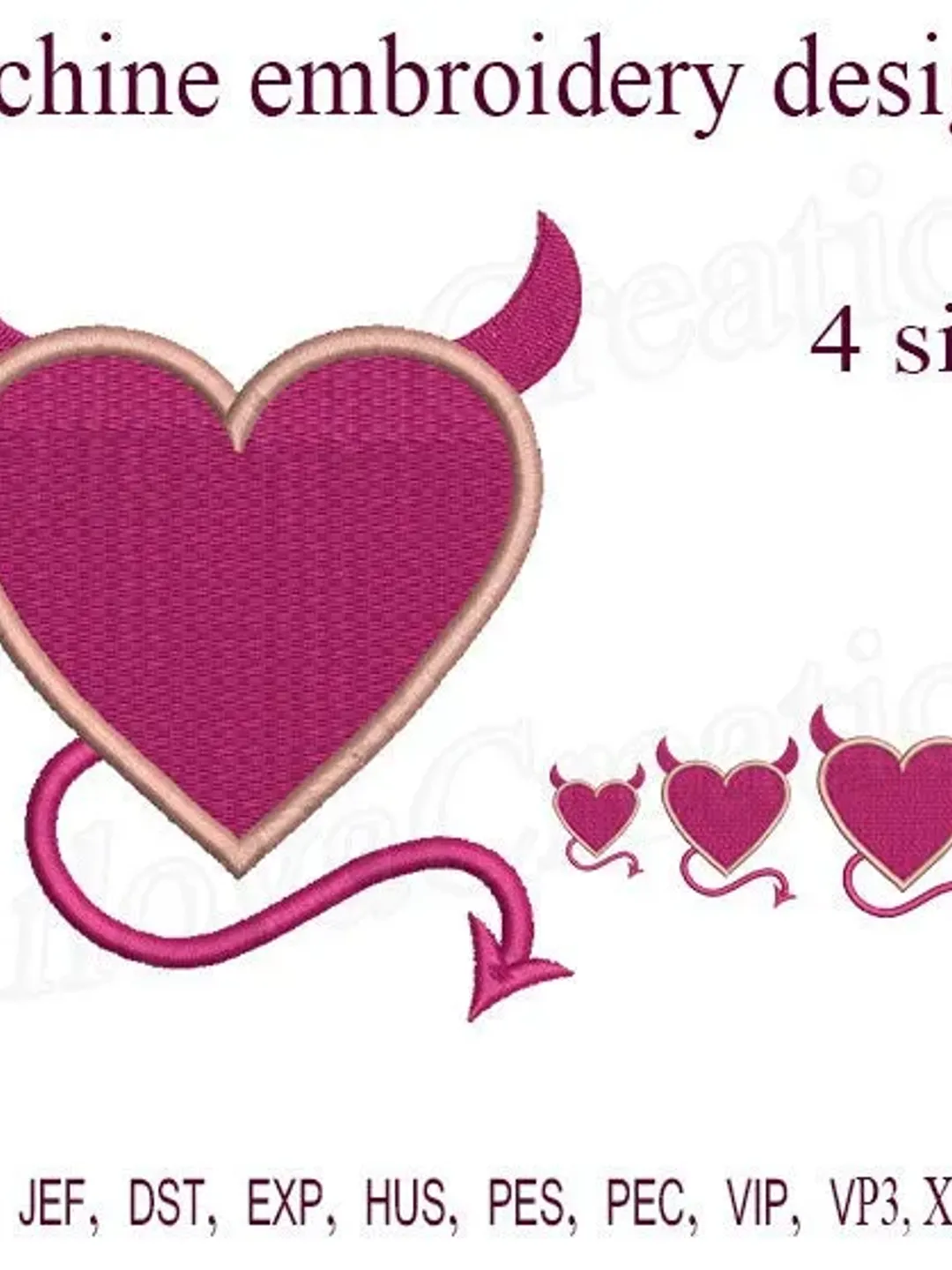 Devil Heart Machine Embroidery Design Devil Heart Demon Embroidery heart embroidery design. Heart Design Embroidery design Embroidery Frame