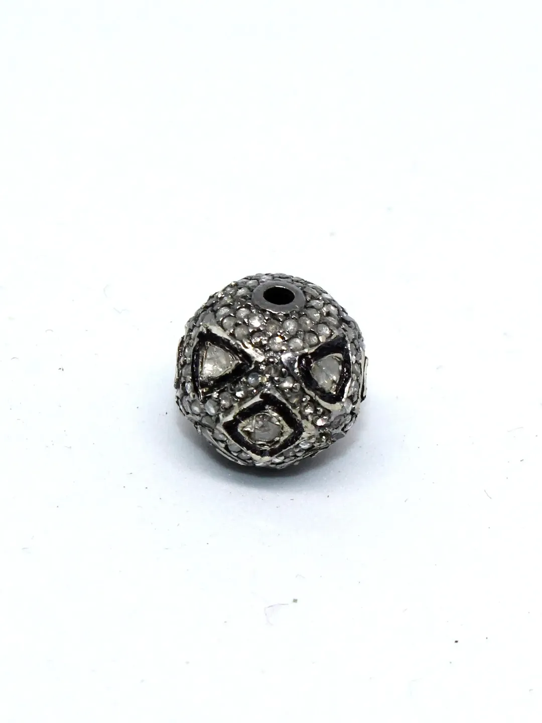 Polki Diamond Beads, Pave Diamond Beads, Pave Spacer Beads, Polki Beads, 925 Sterling Silver Beads, 13MM Beads, Shamballa Ball Beads