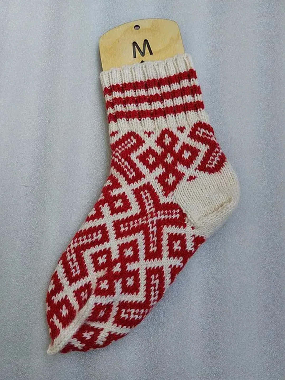 Women's Handmade Wool Socks with a Multicolored Pattern