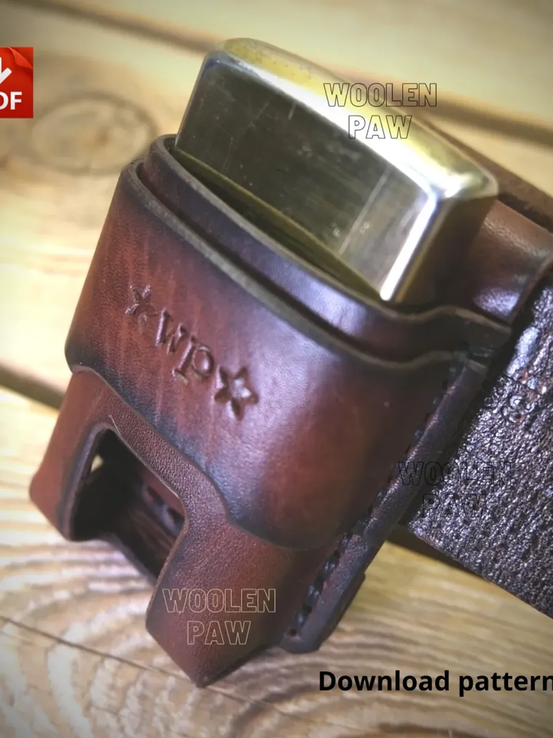 PDF Leather template to make a  Zippo Case. EDC6+