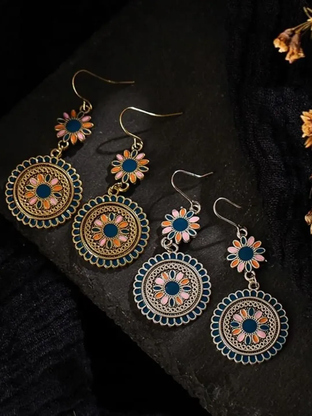 flower earrings, tribal earrings, flower earring, bohemian earrings, boho earrings,