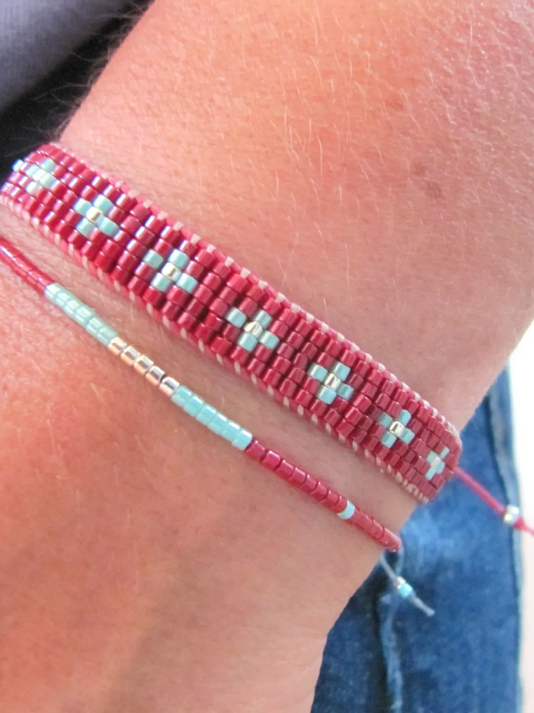 Miyuki bracelet set, minimalist bracelets, miyuki delica, boho bracelet, Miyuki bracelet red, women jewelry, hippie bracelet, ethnic jewelry