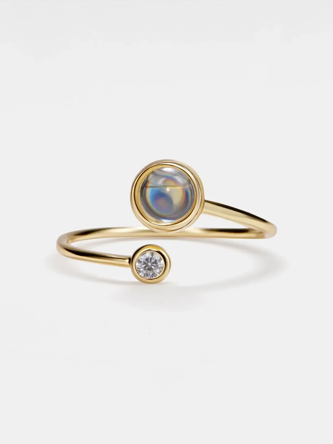 PERIMADE Custom Photo Projection Ring • Personalized Picture Inside Bypass Ring • Sterling Silver Keepsake Jewelry • Trendy Best Friend Gift