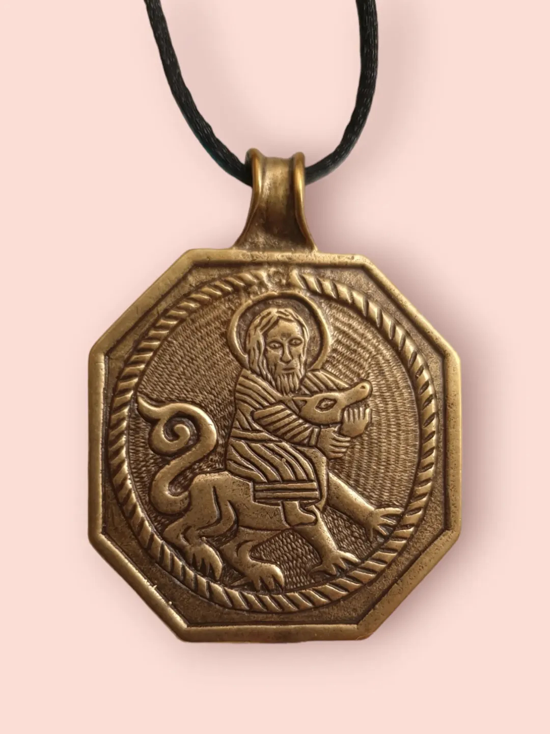 Saint Sampson and Saint Gerasimos of the Jordan medallion pendant | Orthodox store