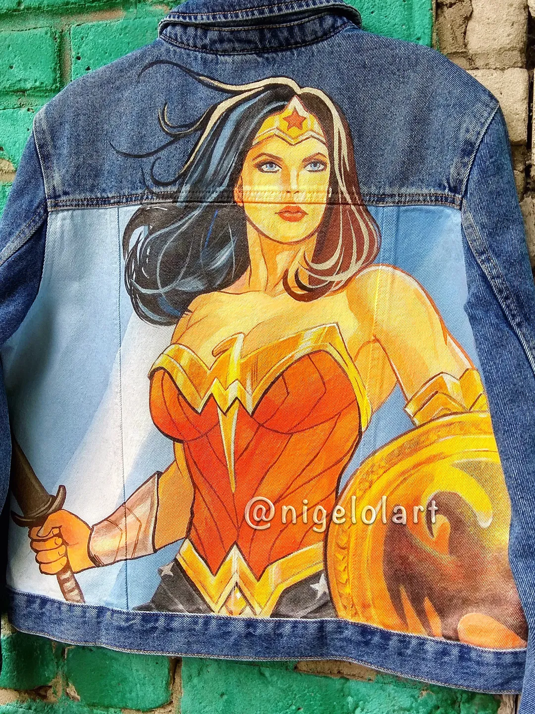Wonder Woman superhero jacket Painted denim jacket Custom jacket Portrait from photo Personalized denim jacket