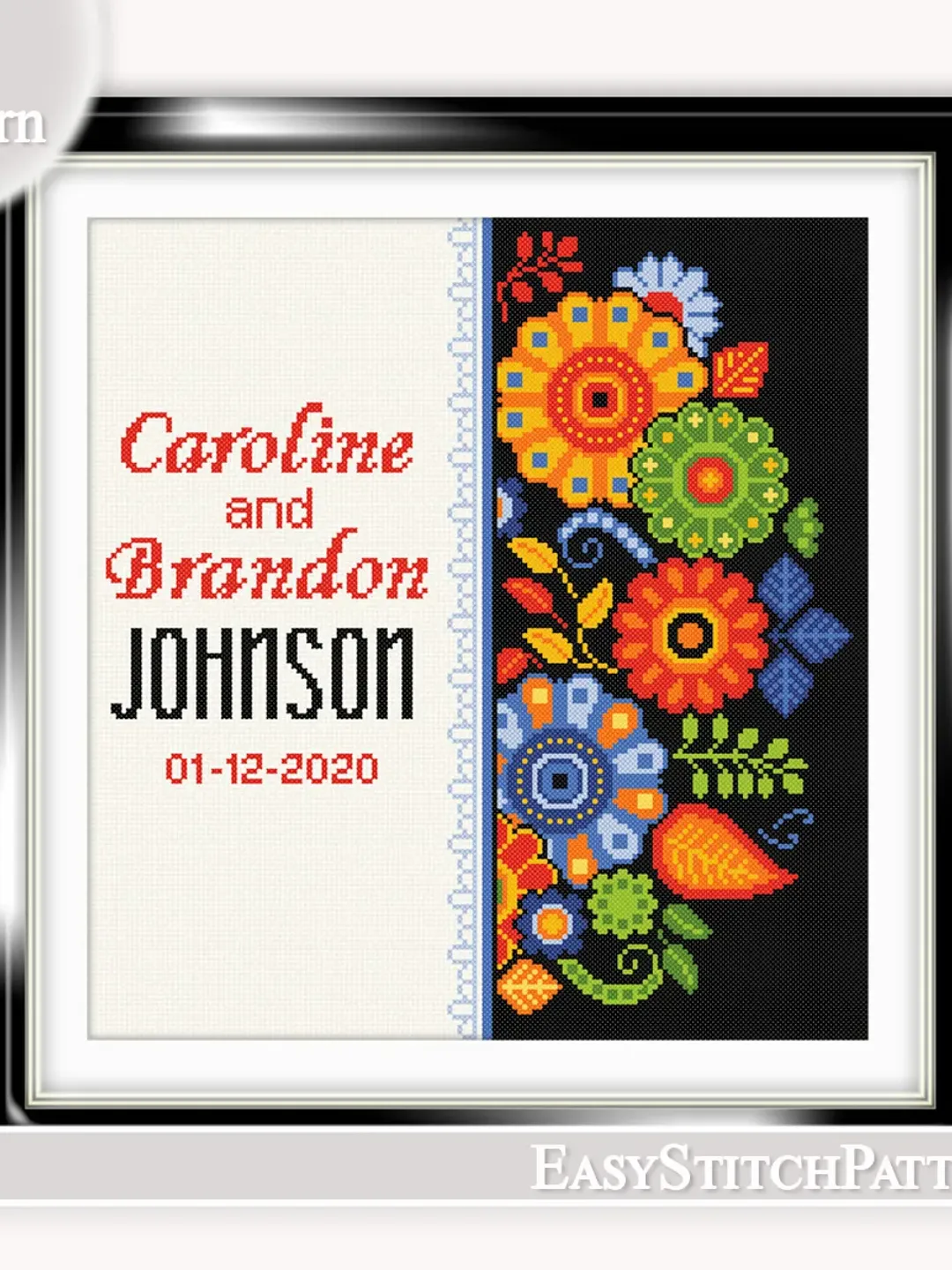 Wedding cross stitch pattern. Border Cross Stitch. DIY. Anniversary cross stitch.