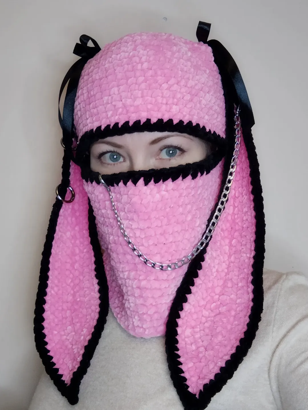 Kawaii bunny balaclava Lolita bunny full face mask Fluffy bunny balaclava pastel goth