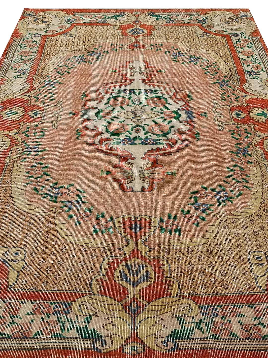 Turkish Orange Rug for living room, Turkish Rug, Oushak carpet, Home decor,  5,5x8,6 ft