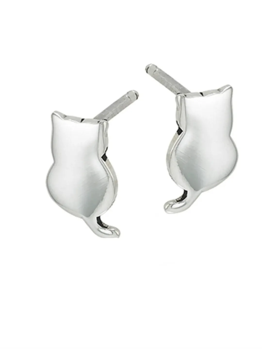 Cat Earrings, Sterling Silver Halloween High Polish Cat Stud Earring, Cat Lover Earrings, Sterling Silver cat stud earrings, Pet loss gift