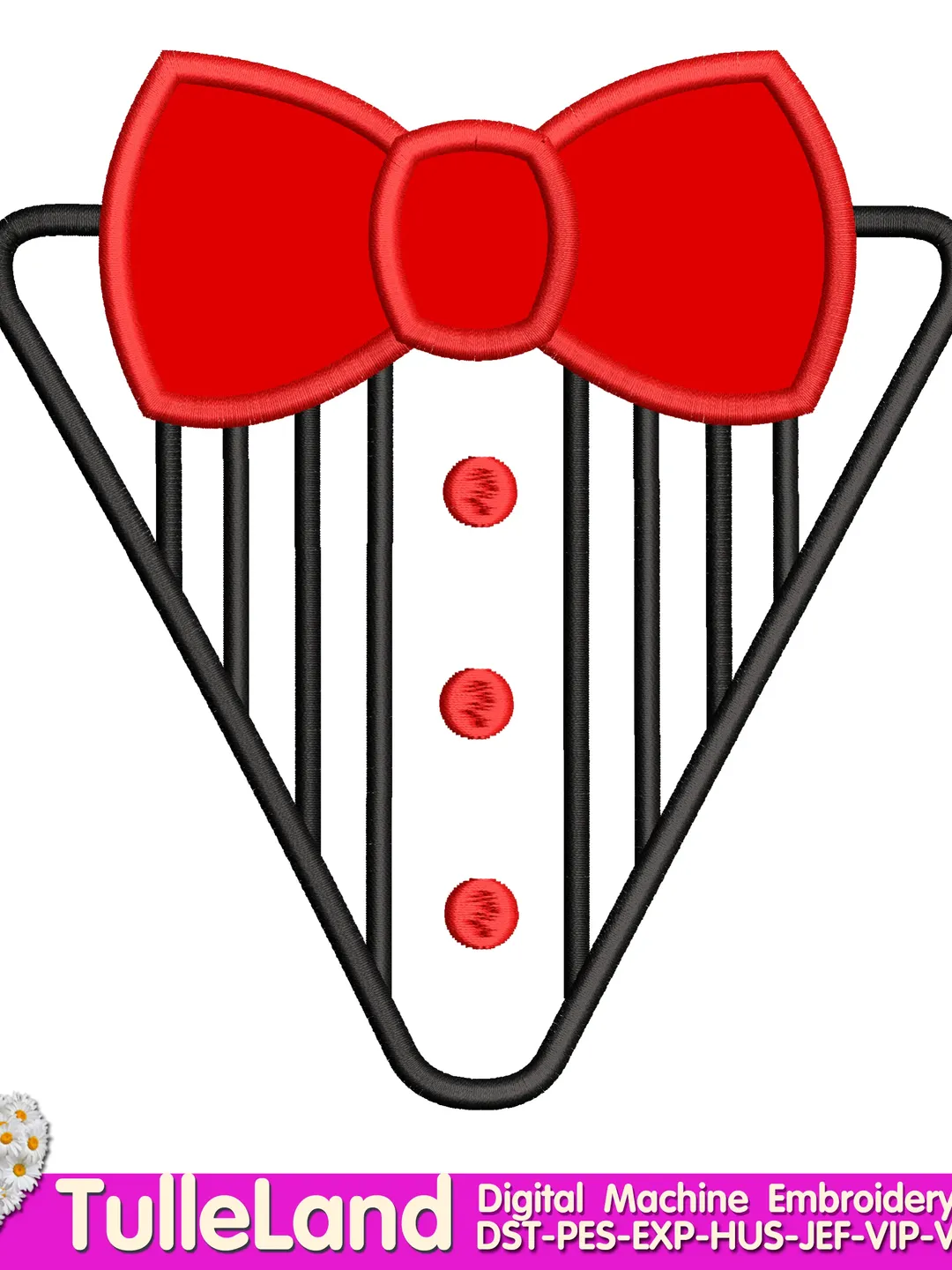 Tuxedo Red 1st birthday for Boy Design Applique for Machine Embroidery