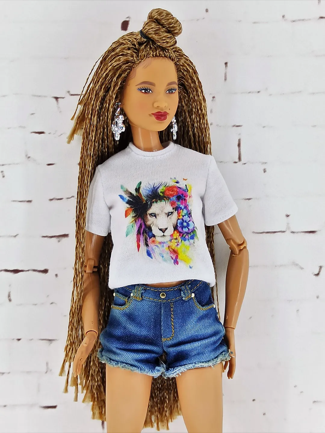 Dark Blue Denim Shorts for Barbie Doll with a regular body type (Made to Move, BMR1959, Barbie Looks).