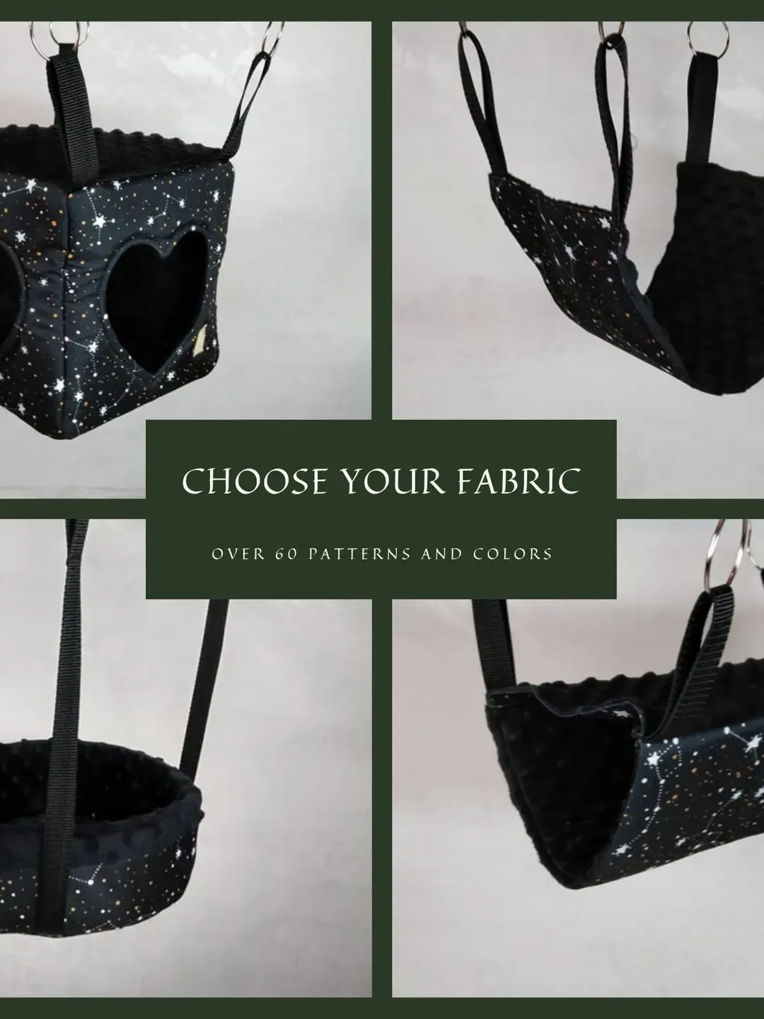 4 piece rat hammock set, ferret hammock set, chinchilla hammock set,  set of hammocks for small animals, rat cage accessories