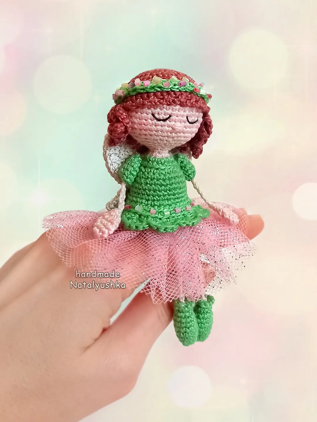 Faerie Princess keychain, Magic girl gift, Tiny Pocket Fairy, Girl nursery decor, Crochet fairy doll, Christmas gift