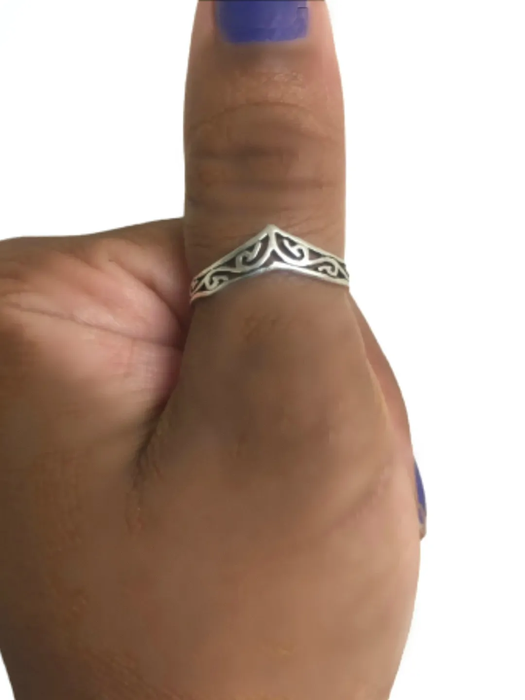 Thumb Ring, Sterling Silver Thumb Ring, Chevron V Toe Ring, Pinky Ring, Gift for Women, Antique Patina Size 3 to 12, thumb ring for women