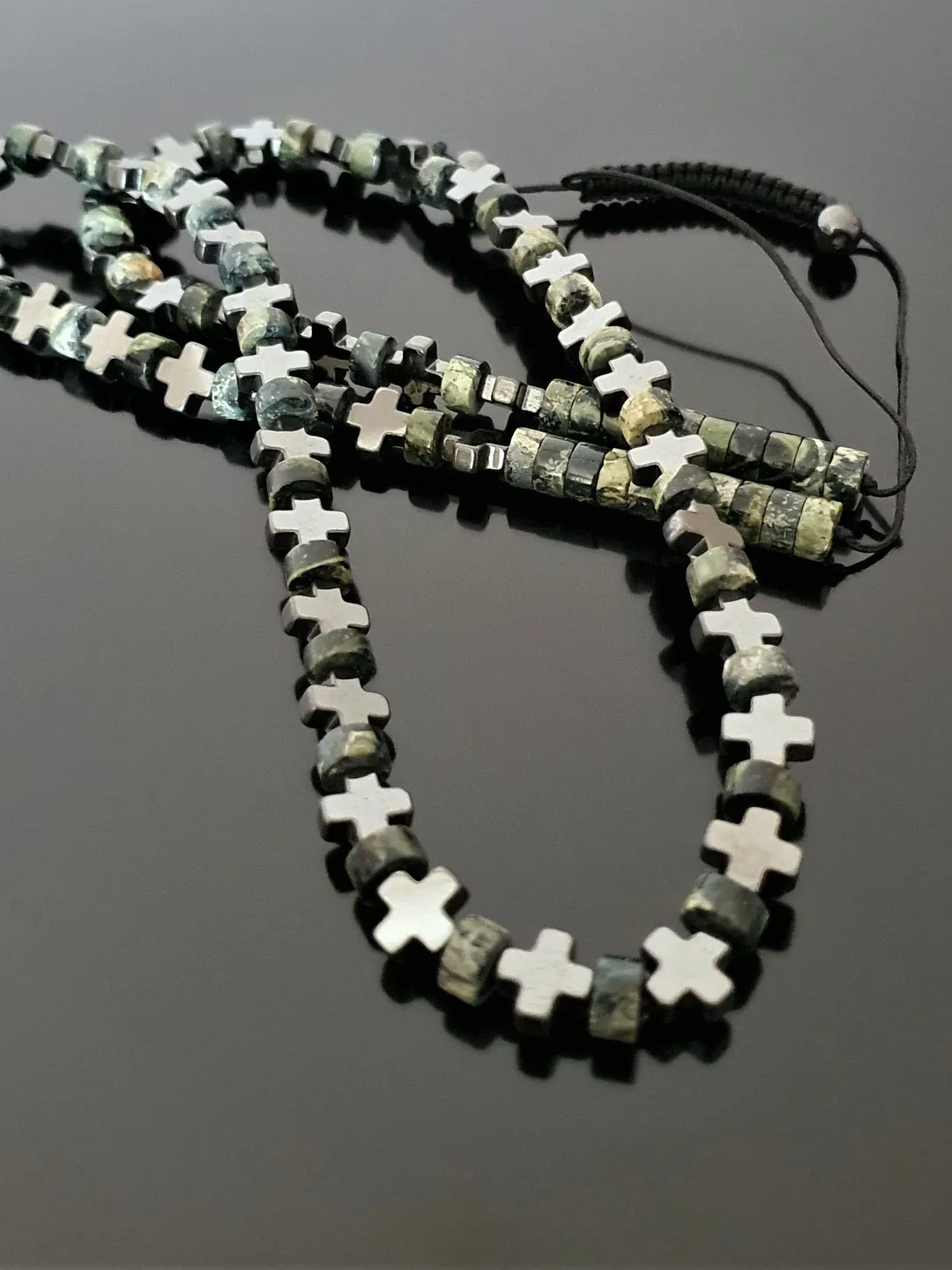 Jasper Gemstone Necklace, Hematite Beads, Boho Necklace, Gifts for Men, Women, Stylish Necklace, Rondelle Jasper Gemstones, Gifts for Women