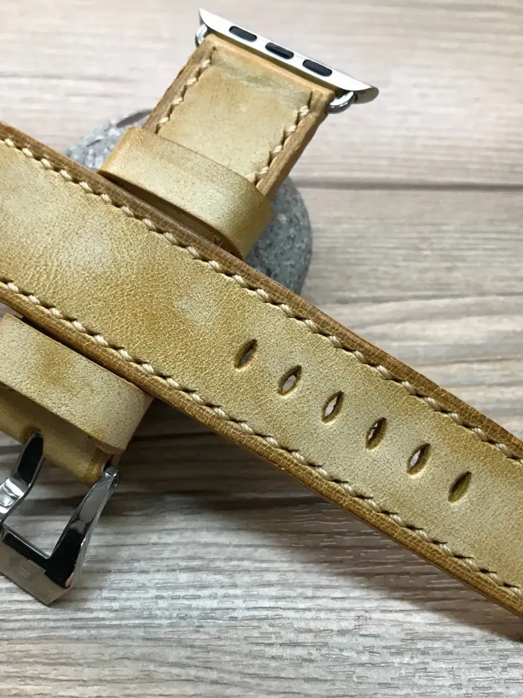 Apple iWatch Band 45mm Series 7, Apple Watch Band 41mm 40mm, Apple Watch SE Smartwatch Band Beige Genuine Leather, Valentines Day Gift Ideas