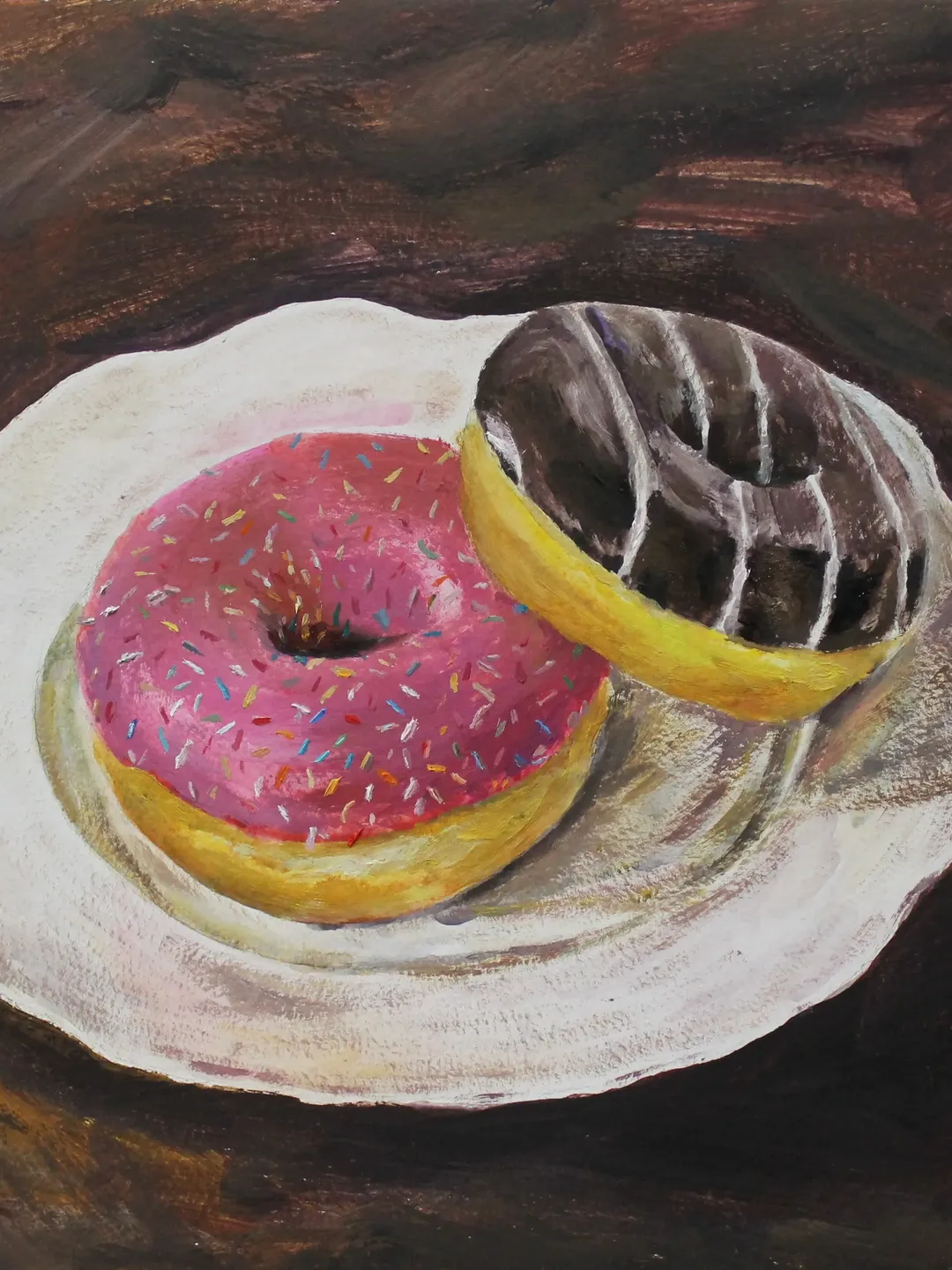Donuts oil painting original art for kitchen