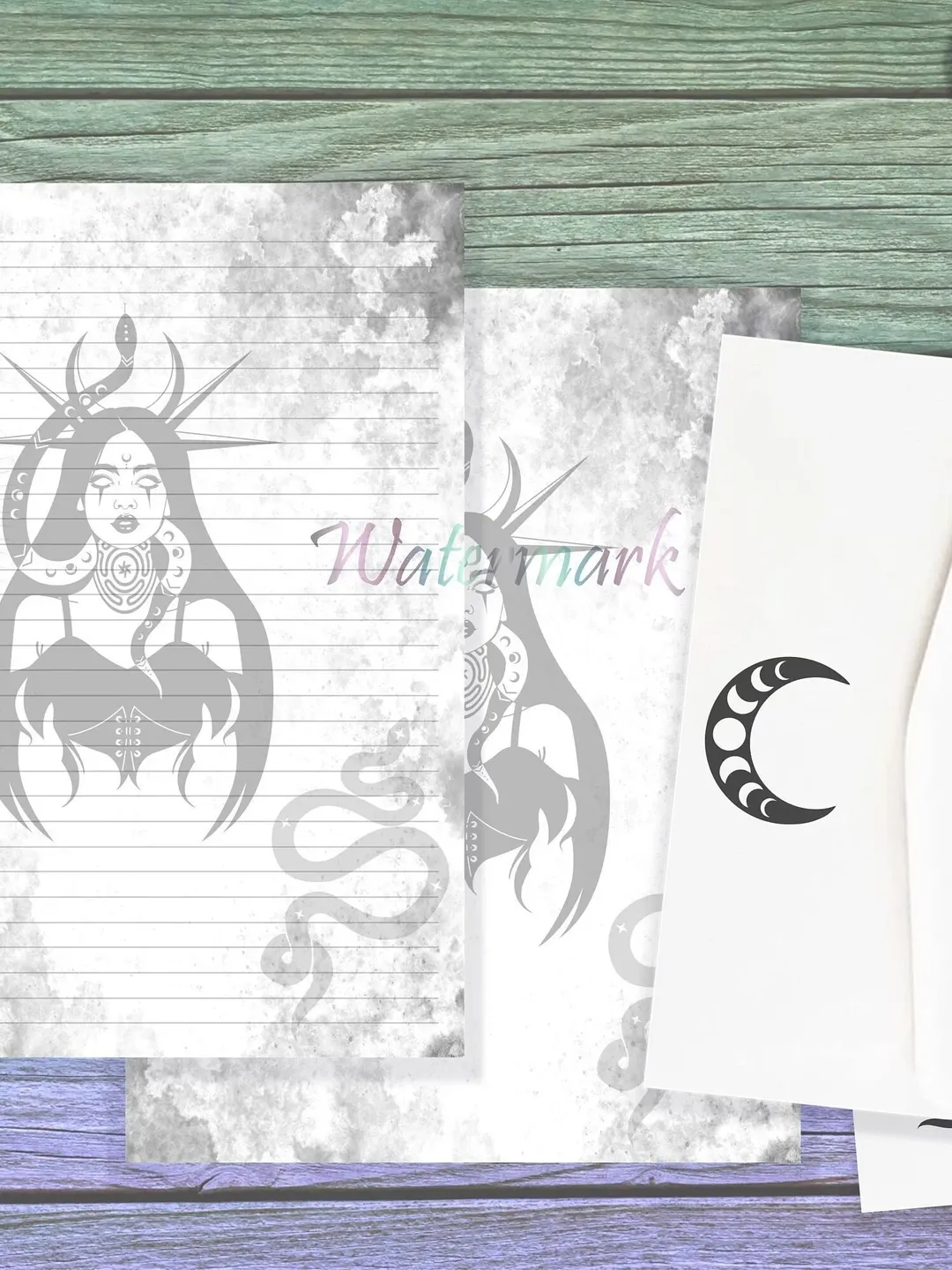 Hecate Writing Paper Set | Hekate Stationery Set | Goddess Pages | Snake Paper | Goddess Letter Paper | Triple Goddess Page | Spell Paper