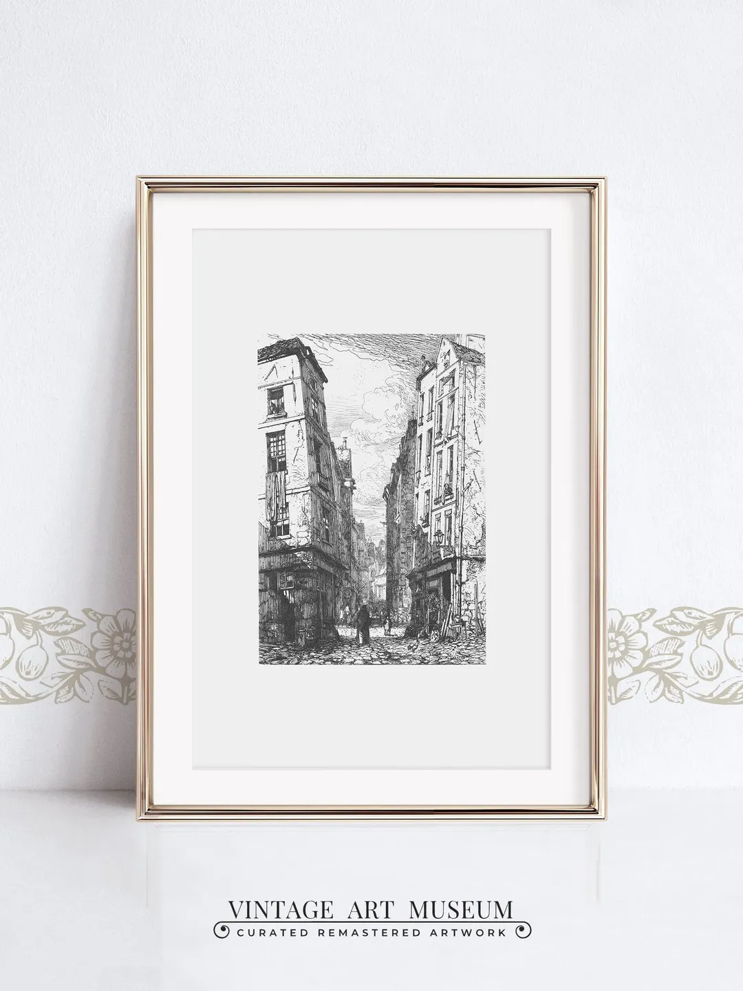 Vintage Sketch Of Paris Wall Art Print, Large Cityscape Architecture, PRINTABLE Digital Downloadable Home Decor | 140