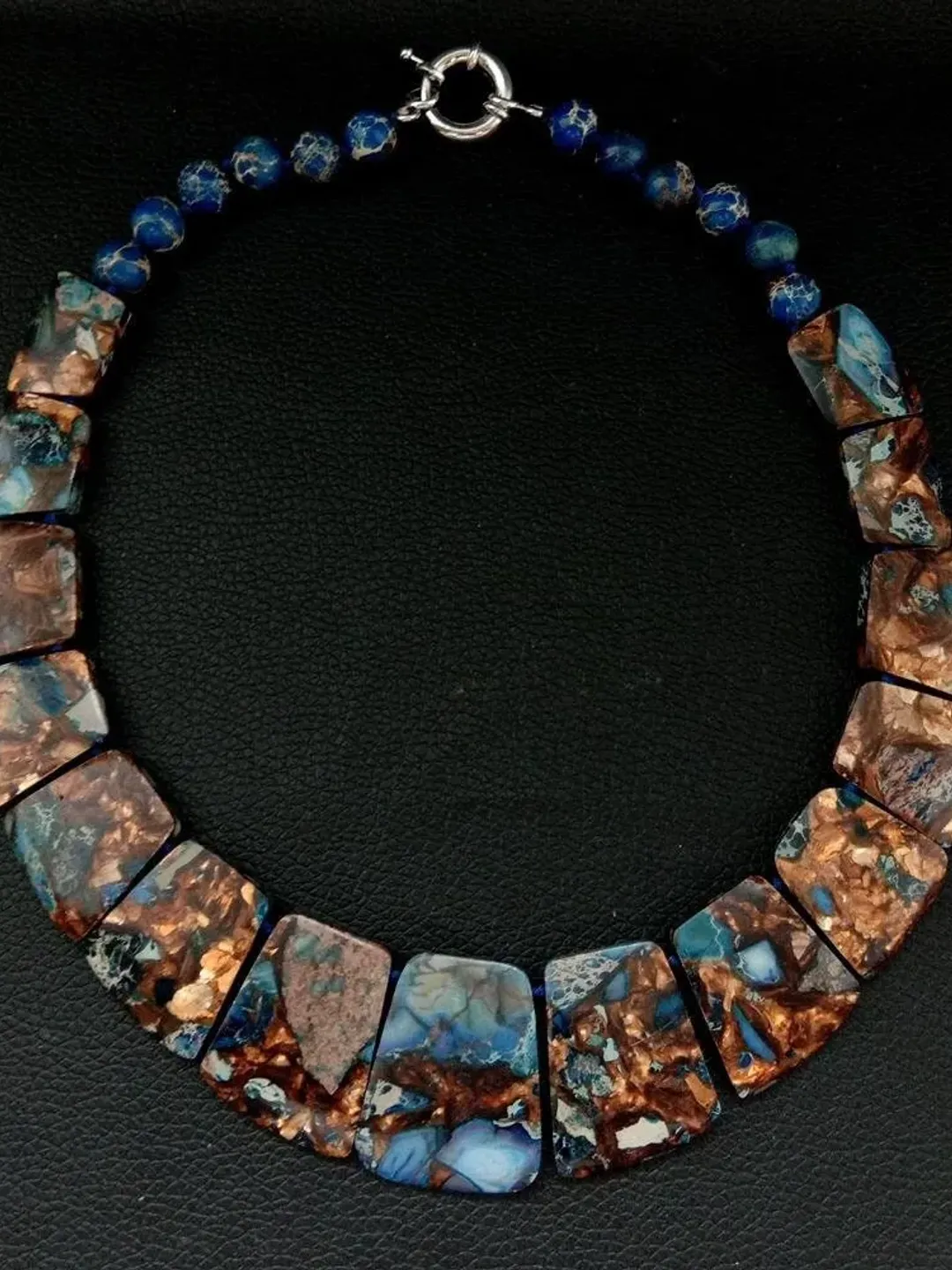 Sea Sediment Jasper Necklace, Jasper Necklace, Blue Statement Necklace, Big Blue Stone Necklace, Statement Stone Choker, Large Necklace