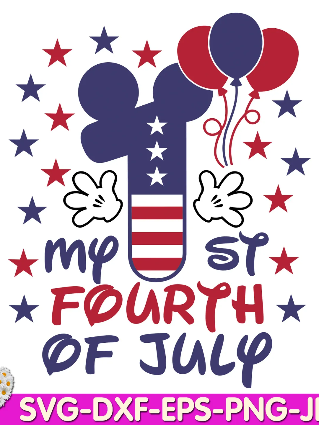 ONE Mouse Birthday 1st  4th of July USA Patriot American Flag digital design  Cricut svg dxf eps png ipg pdf cut file