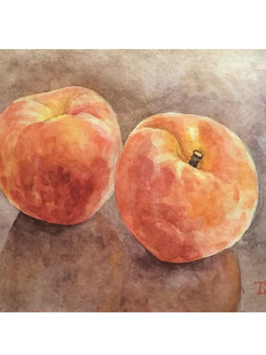 "Peaches" watercolor painting fruit stilllife original wall art picture artwork, 20x15cm.