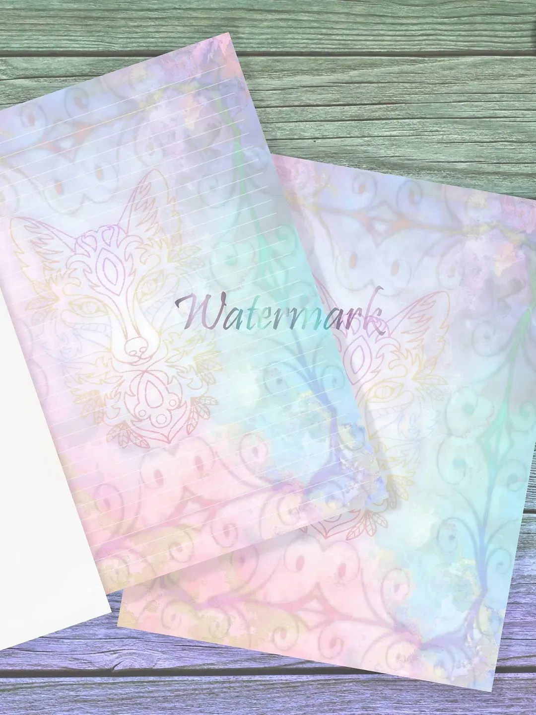 Rainbow Wolf Writing Paper | Wolf Letter Paper | Spirit Animal Stationery | Rainbow Paper | Junk Journal | Wolves Paper Set | Wolf Page