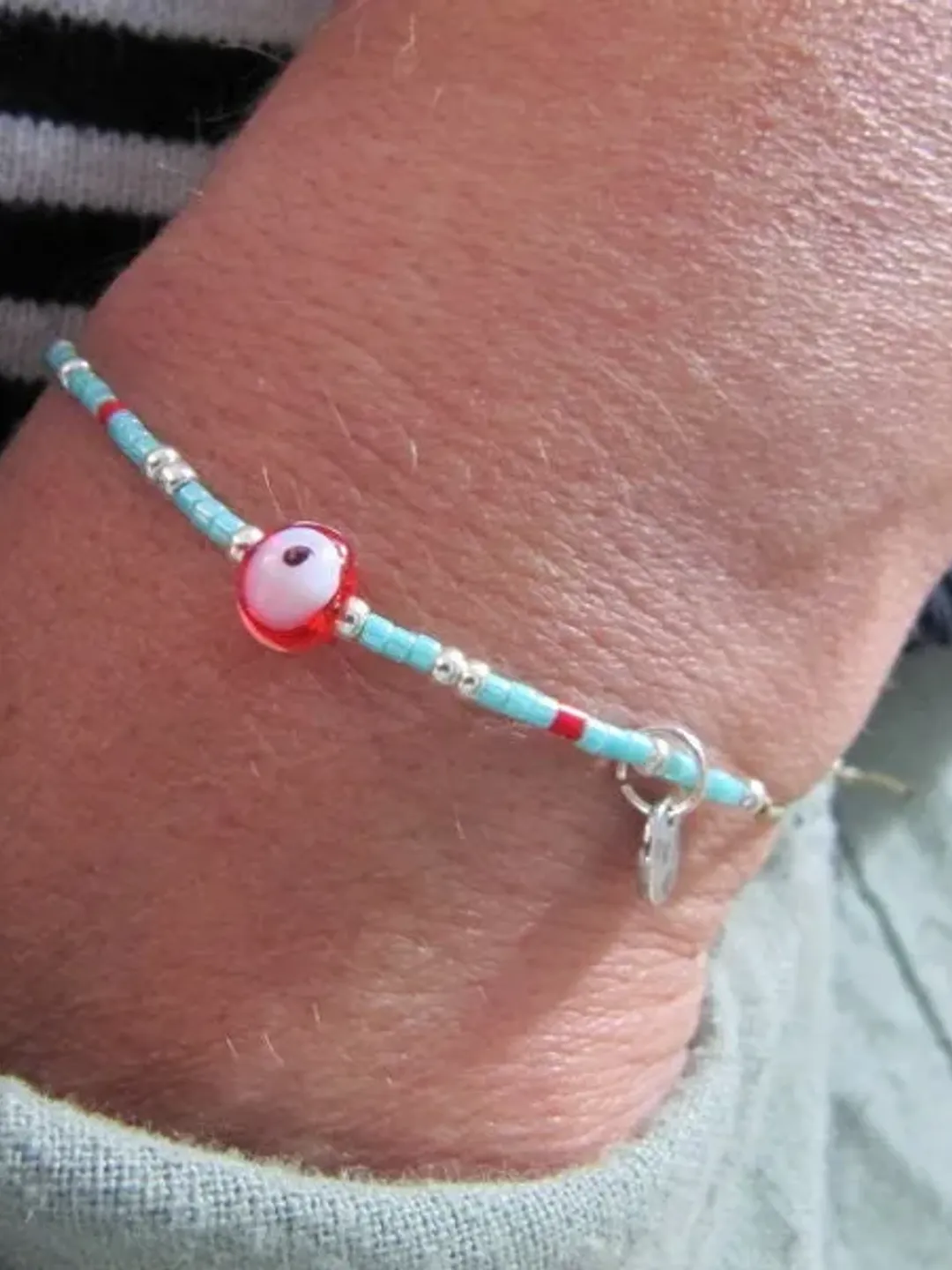 Miyuki bracelet and  gift Card/Dainty & Beaded Tiny beads/Miyuki bracelet,  friendship bracelet with evil eye , Miyuki bracelets, gift