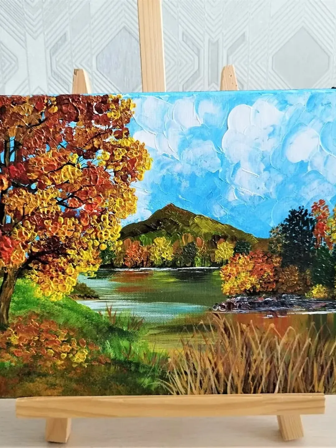 Autumn canvas wall art original landscape painting impasto