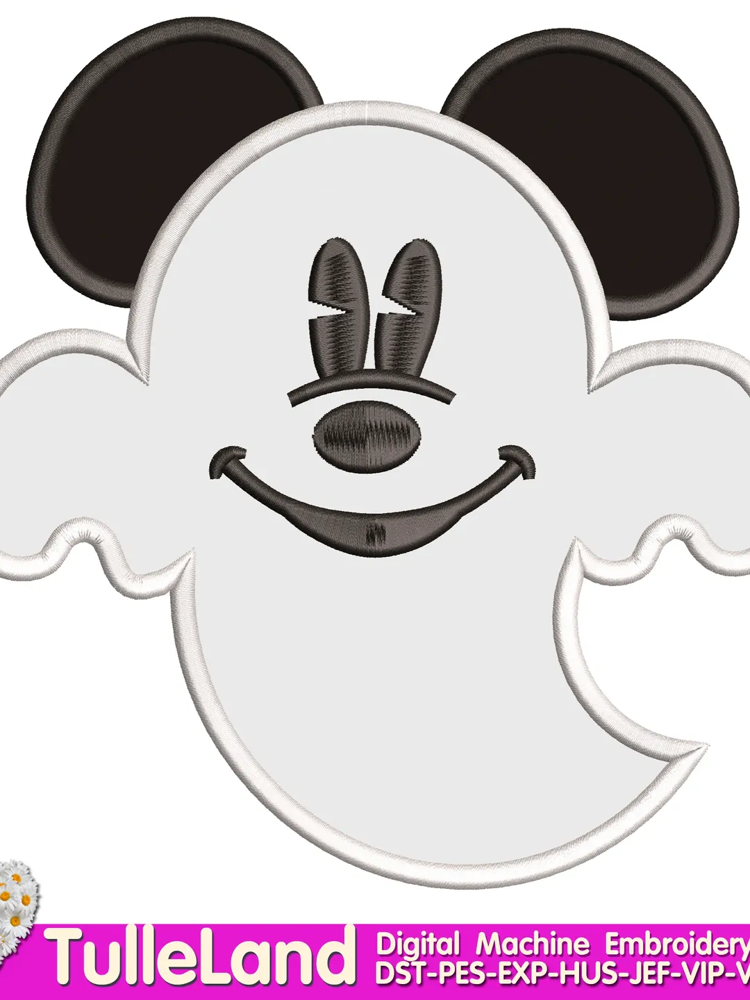 Halloween Mouse Ghost Machine embroidery applique design