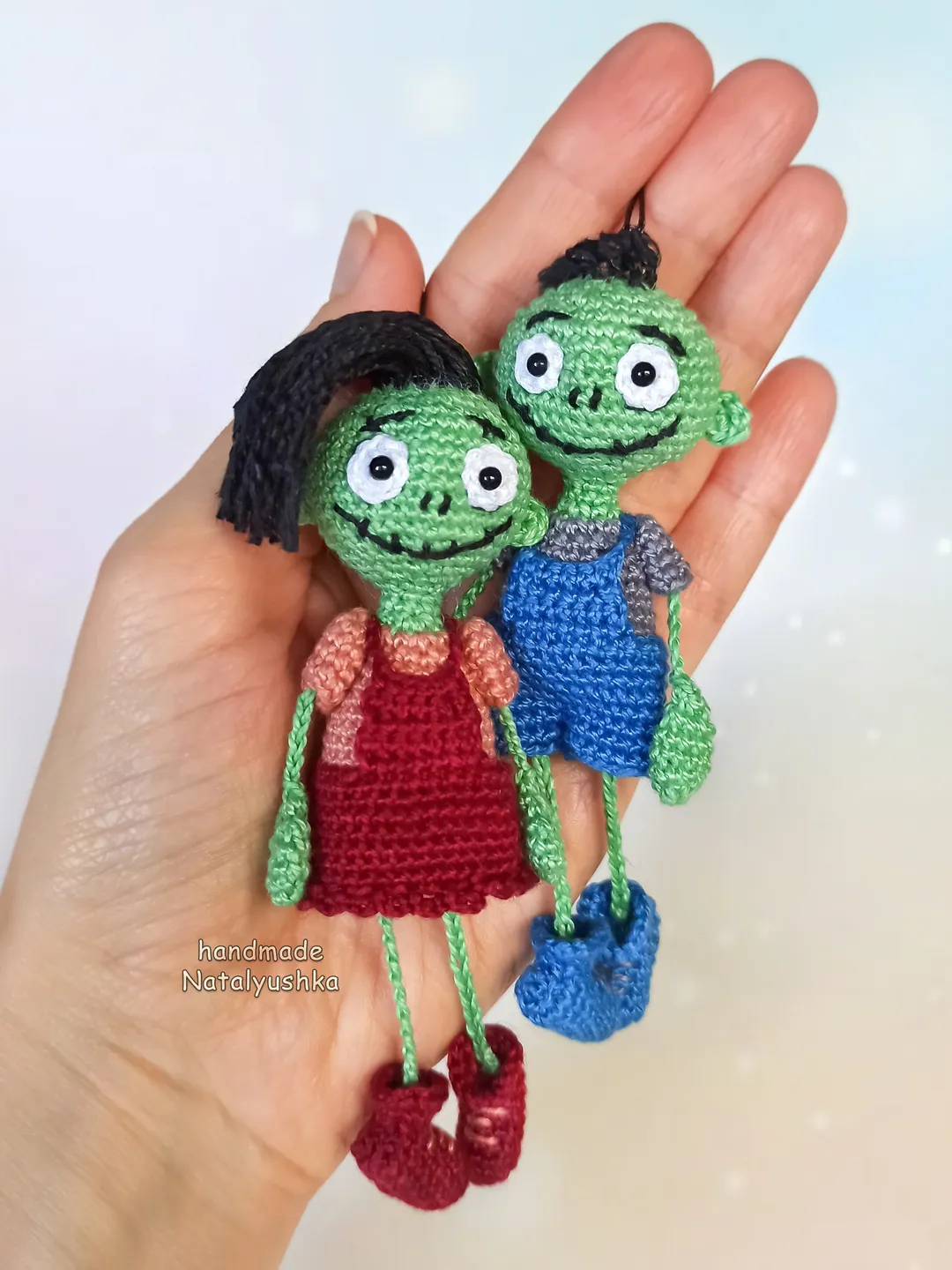 Zombies boy and girl keychain, Zombie toy, Halloween Decor, Creepy doll, Pocket monster.