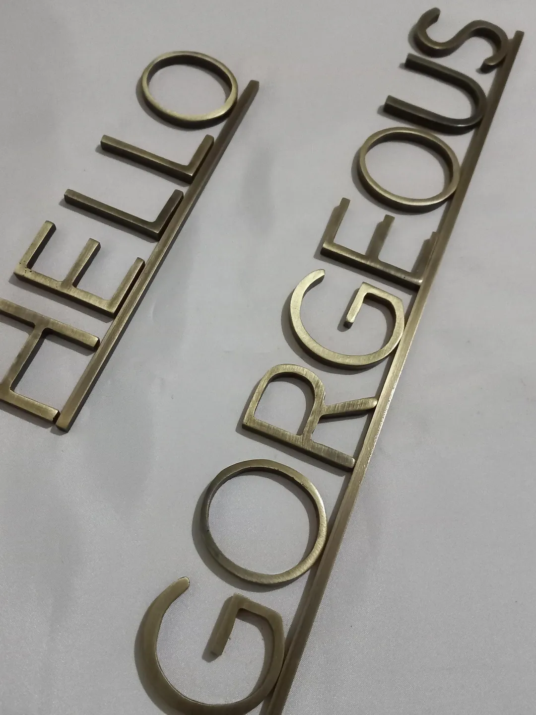 Antique Brushed Brass Letters with Undeline - Brushed Brass Letters - Custom Brass Sign - Antique Brushed Brass
