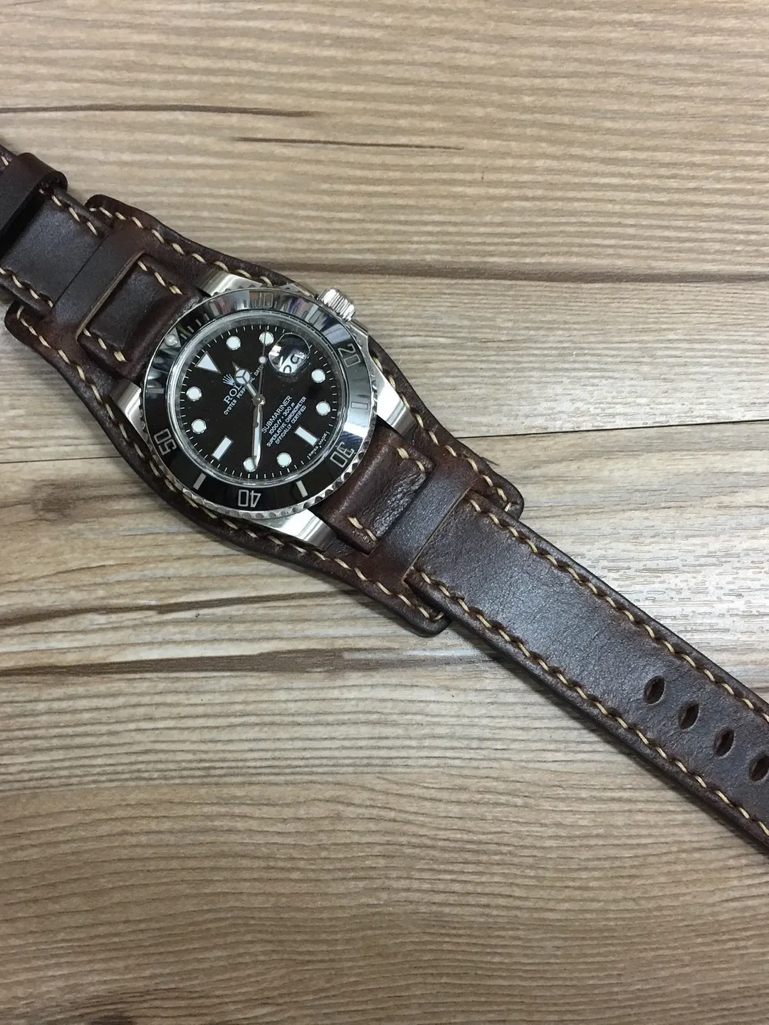 Leather Watch Band, Leather watch strap, Cuff band, Full bund strap, 20mm watch band, 19mm strap, Dark Brown watch strap, FREE SHIPPING