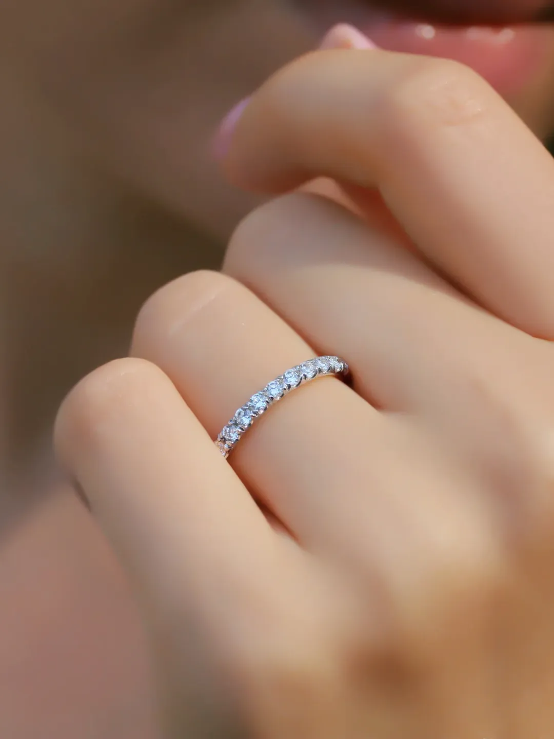 REAL DIAMOND RING | Unique Wedding Eternity Ring Band | Diamond Wedding Women Eternity Ring | 14k White Gold Ring Band For Anniversary