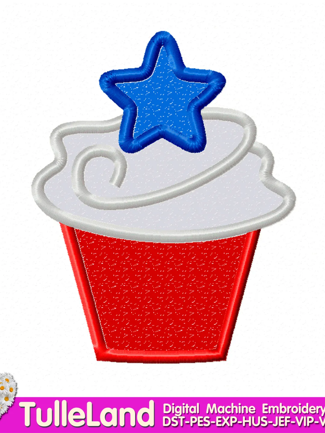 4th of July Popsicle with star Applique Machine embroidery design