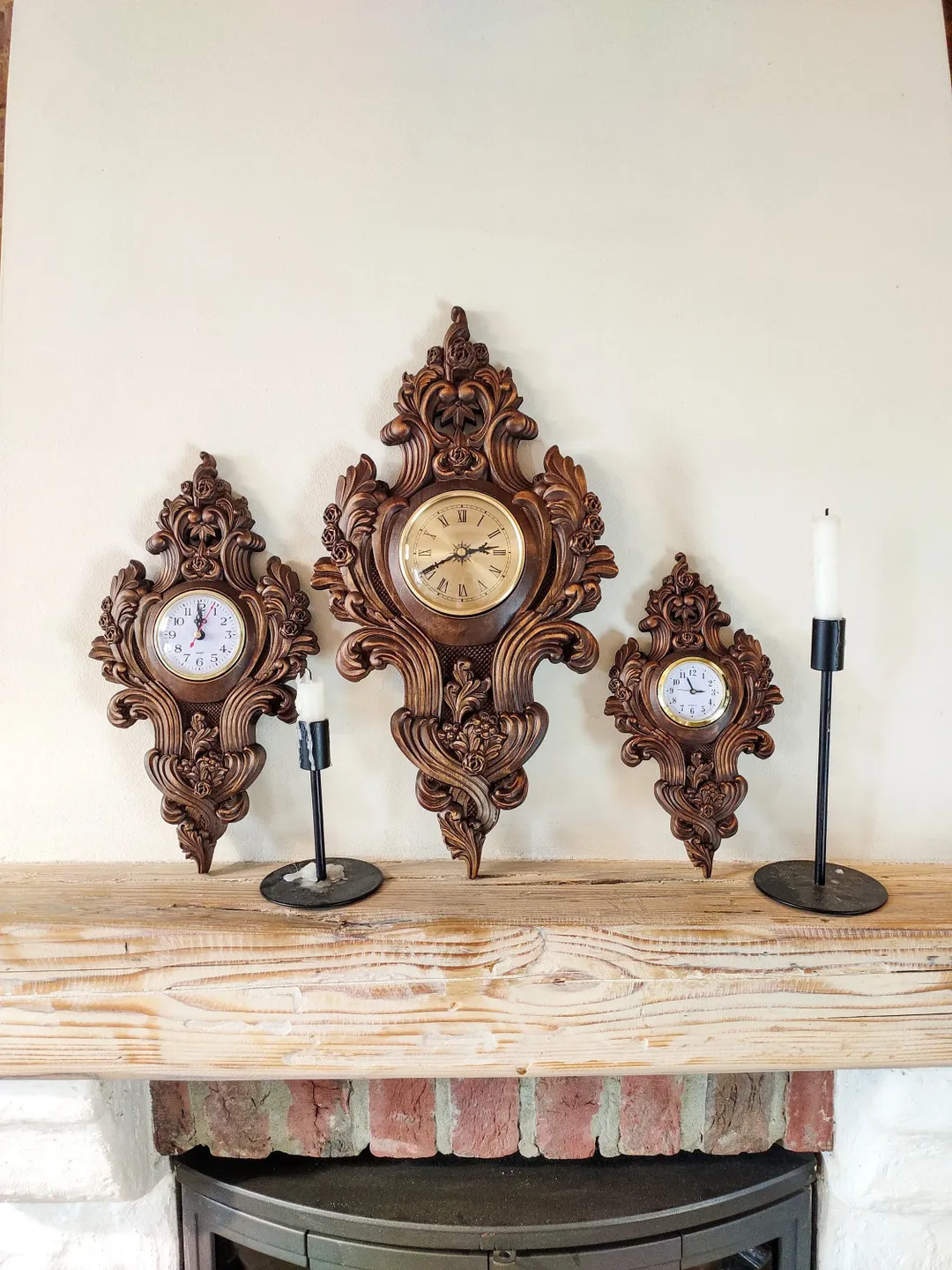 Modern wall clock, Wooden clock, Rustic wall clock, Wooden wall clock, Wooden Carver Panel, Wooden wall decor, carved wood wall art