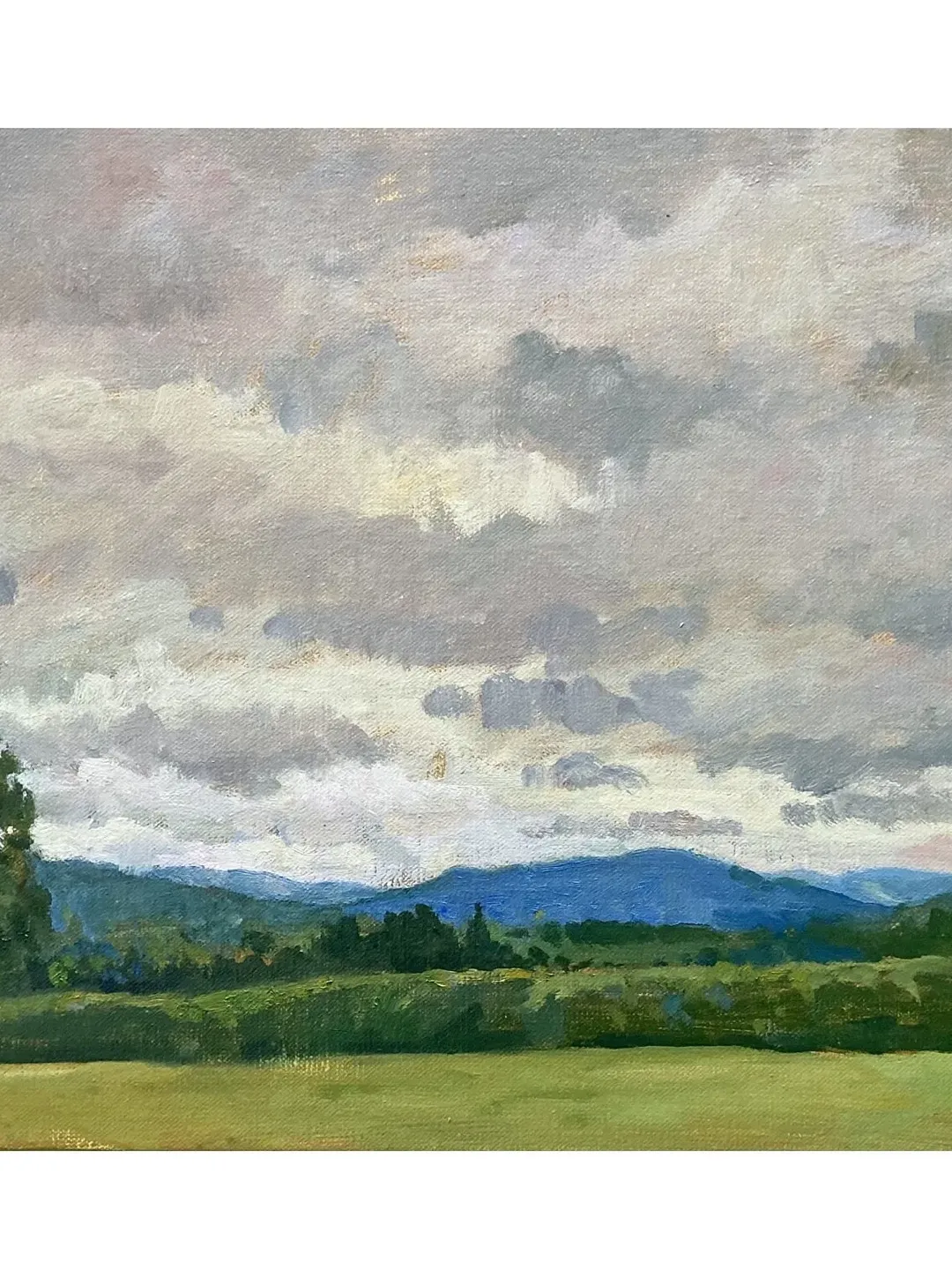 12x20 Landscape Painting -Tanglewood Rain - Oil on Linen, Large Berkshires Plein Air Impressionist Oil, Signed Original Fine Art