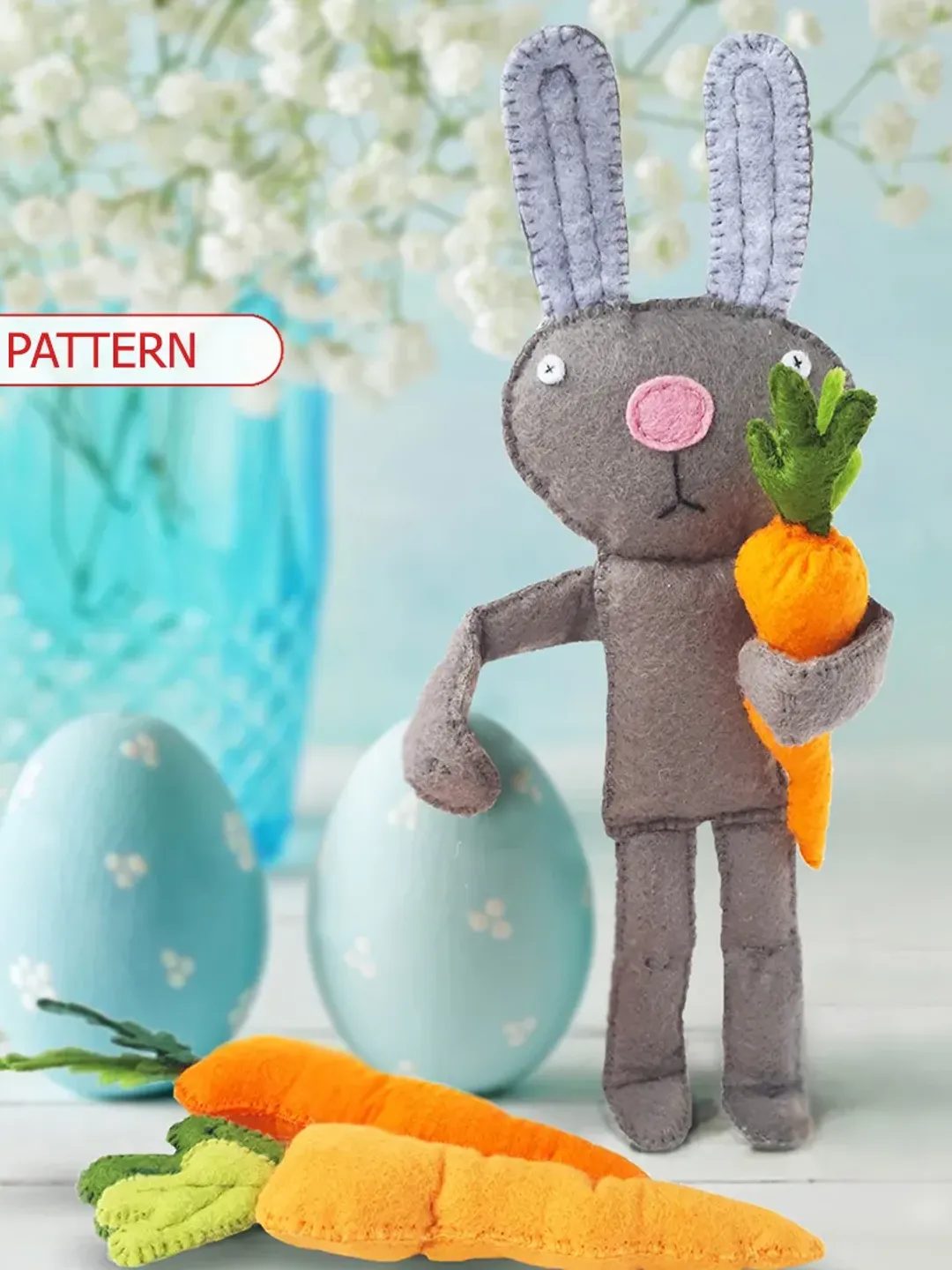 Bunny rabbit with carrot toy sewing pattern , Easter Decor for Tiered ...