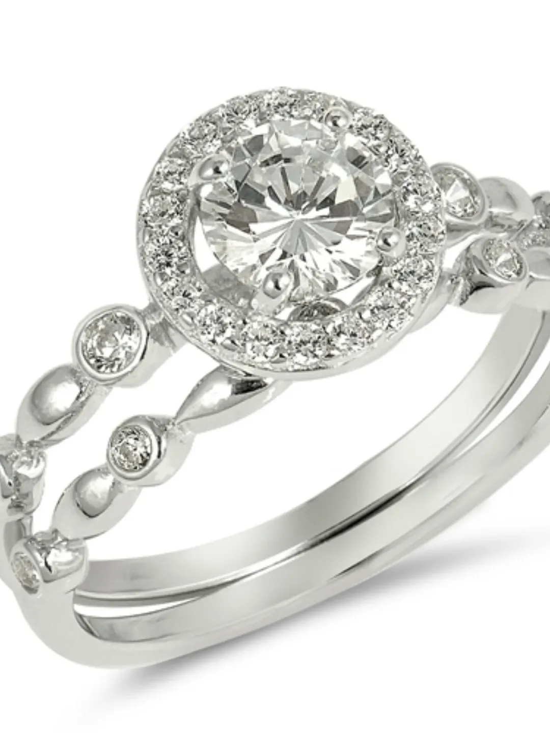 Two Rings Set Silver Wedding Ring Set, Sterling Silver, 2 Rings, Heart Ring, Engagement ...