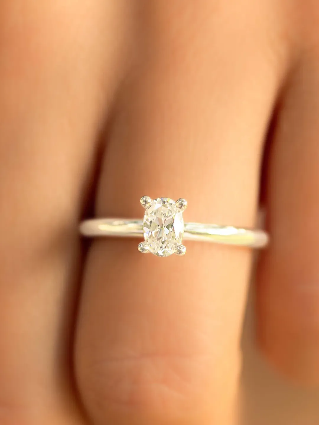 OVAL ENGAGEMENT RING | Halo Oval Cut Moissanite Ring | Solitaire Gold 0.5Ct Diamond Wedding Ring | Women Wedding Gift | Engagement Ring Band