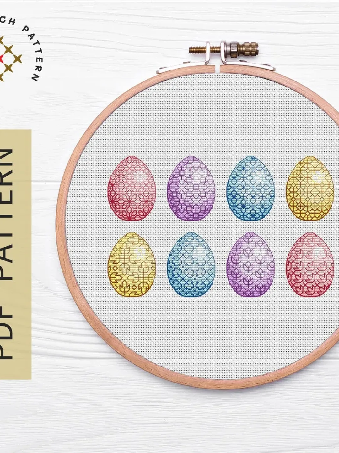 Easter Eggs Cross Stitch Pattern PDF, Easter Blackwork Eggs Pattern PDF, DMC Cross Stitch Chart Needlepoint Pattern Embroidery