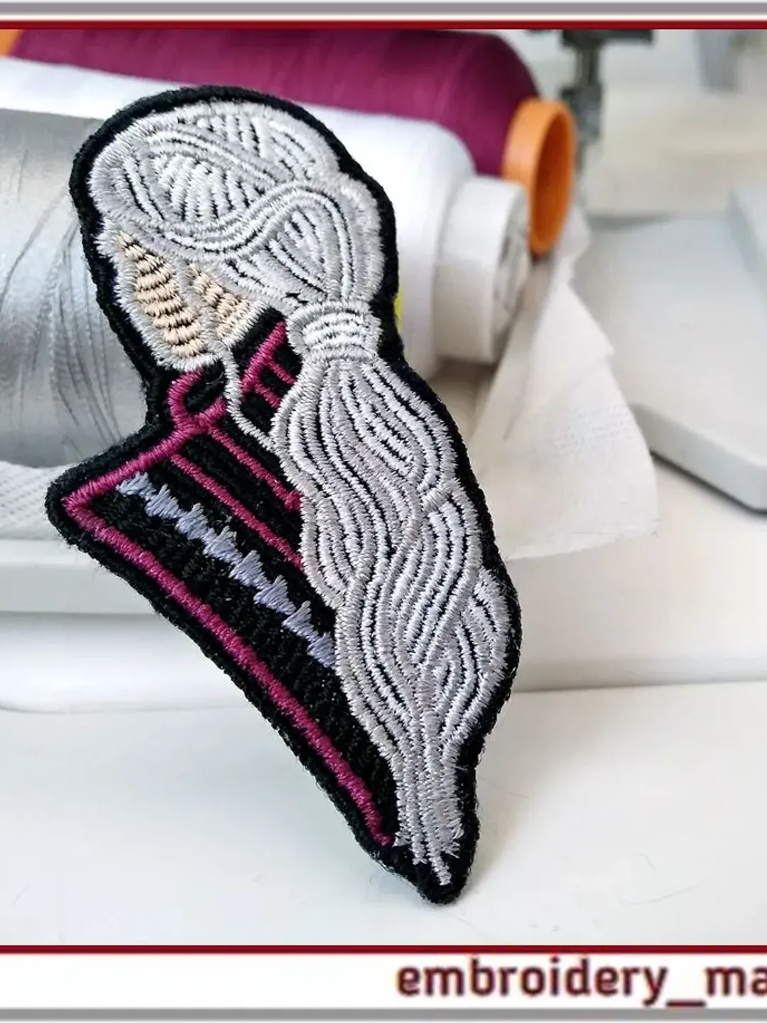 In the hoop brooch or patch Girl 2 Machine Embroidery Design