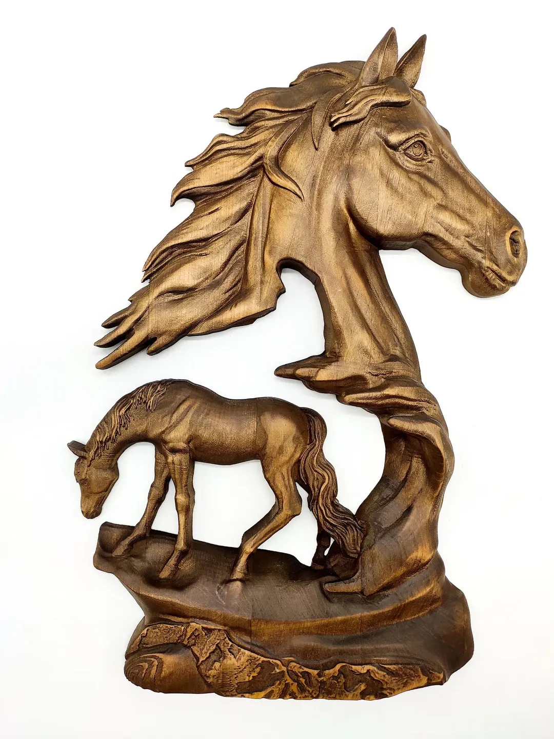 Wooden wall decor horse, Carved wood wall art, Wooden Carver Panel the Horse, carved wood wall art the Horse