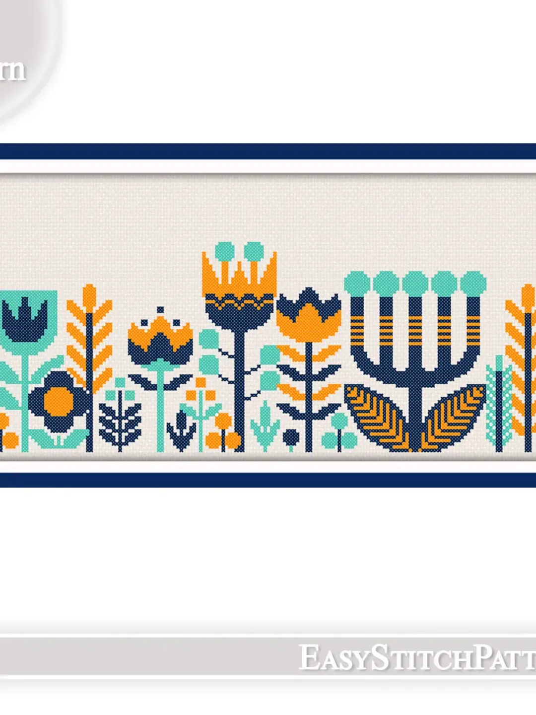 Flowers cross stitch pattern, Scandinavian Cross Stitch. Boho cross stitch pattern.