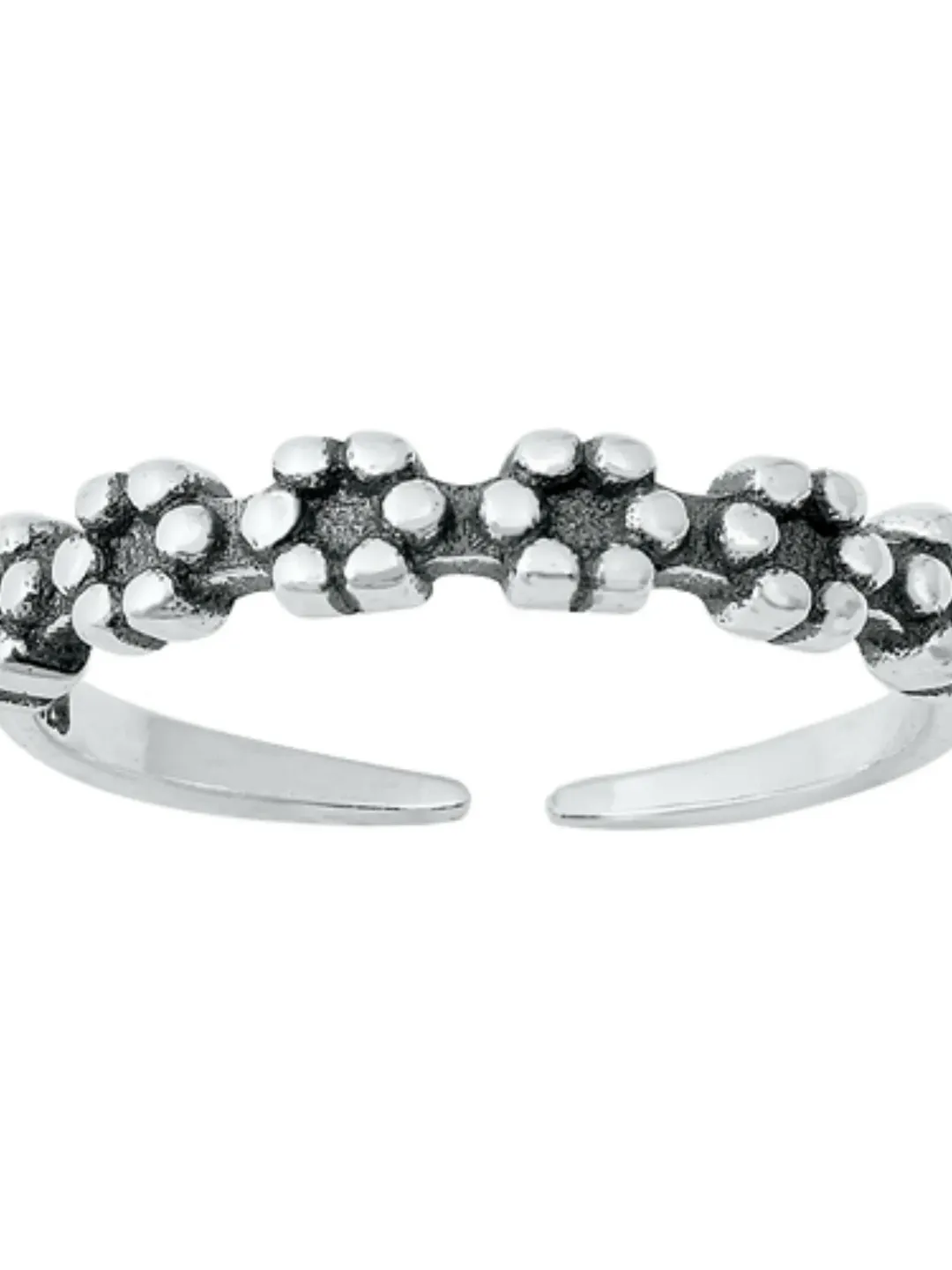 Sterling Silver Toe Ring Daisy Flowers Adjustable Antique Patina Simple ...