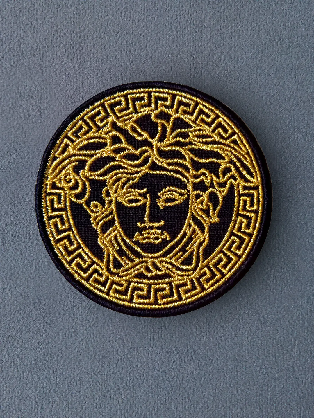 Medusa Patch Sew on Embroidered Patch with metallic threads Medusa head Gold