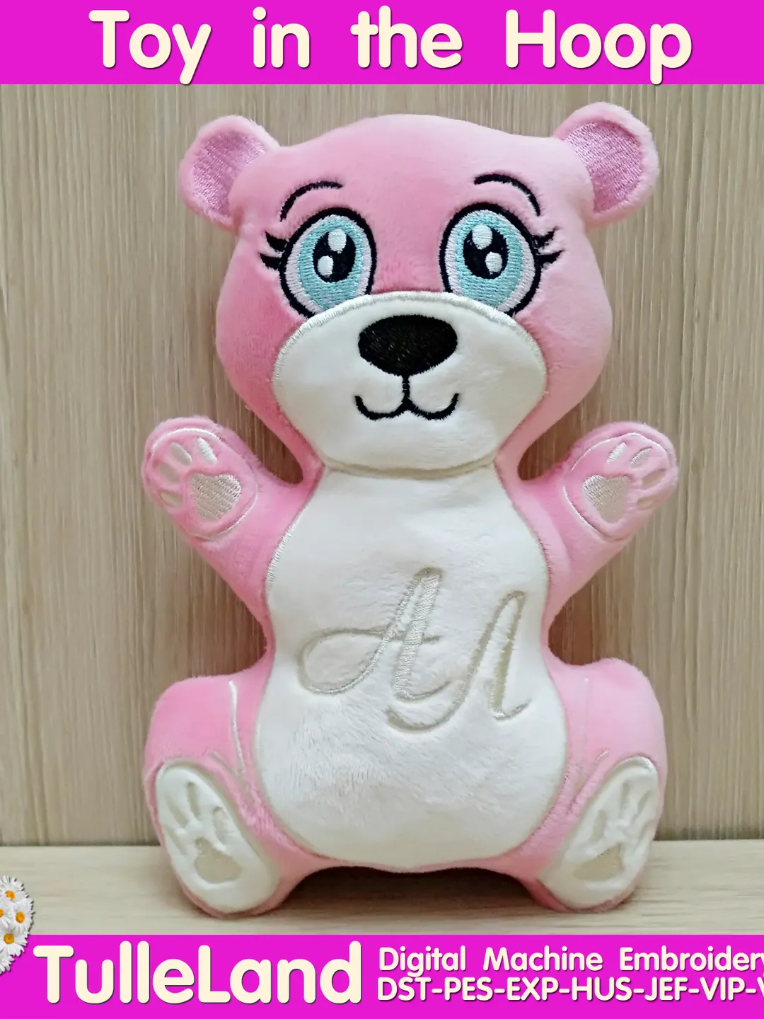 Bear girl stuffed toy In The Hoop Machine embroidery design Bear stuffed toy ITH Pattern Machine embroidery design