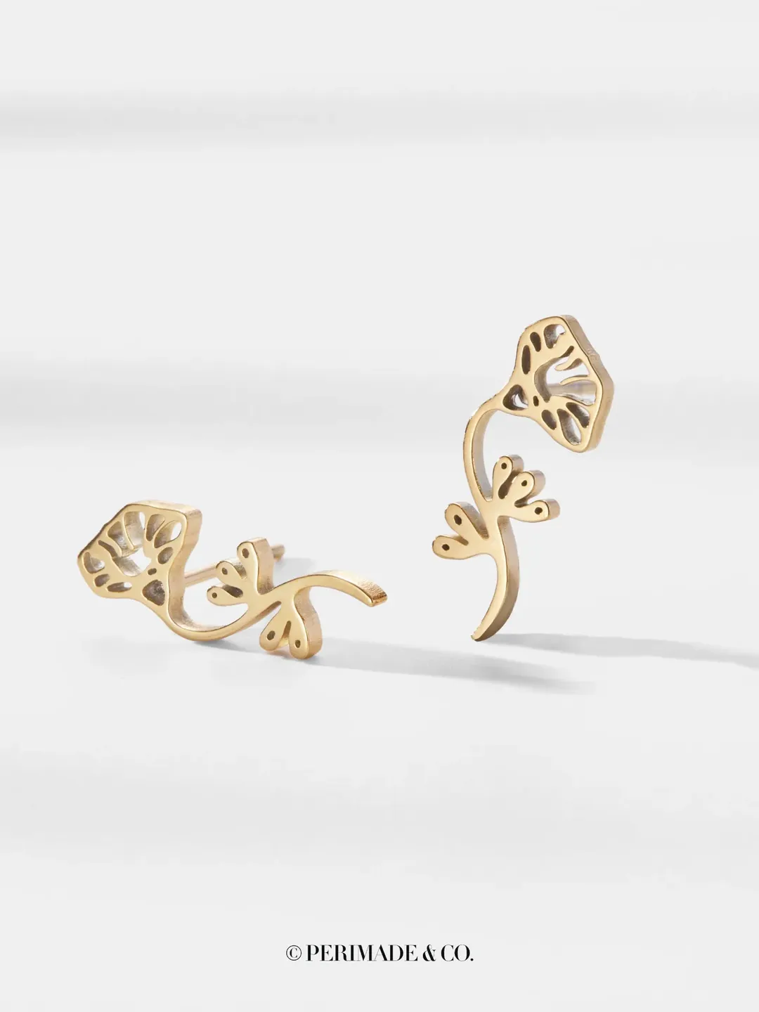 PERIMADE Birth Flower Stud Earrings • Personalized Gold Flower Earrings • Sentimental Friendship Jewelry • Trendy Best Friend Gift