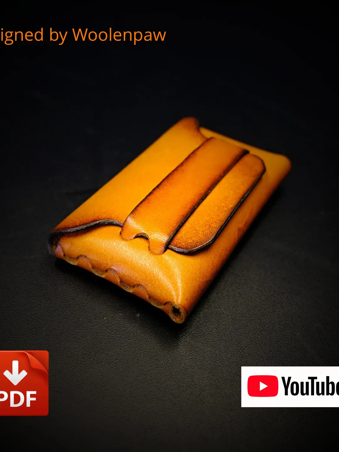 Stitchless mini wallet - no stitch horizontal wallet - PDF leather pattern.NS3